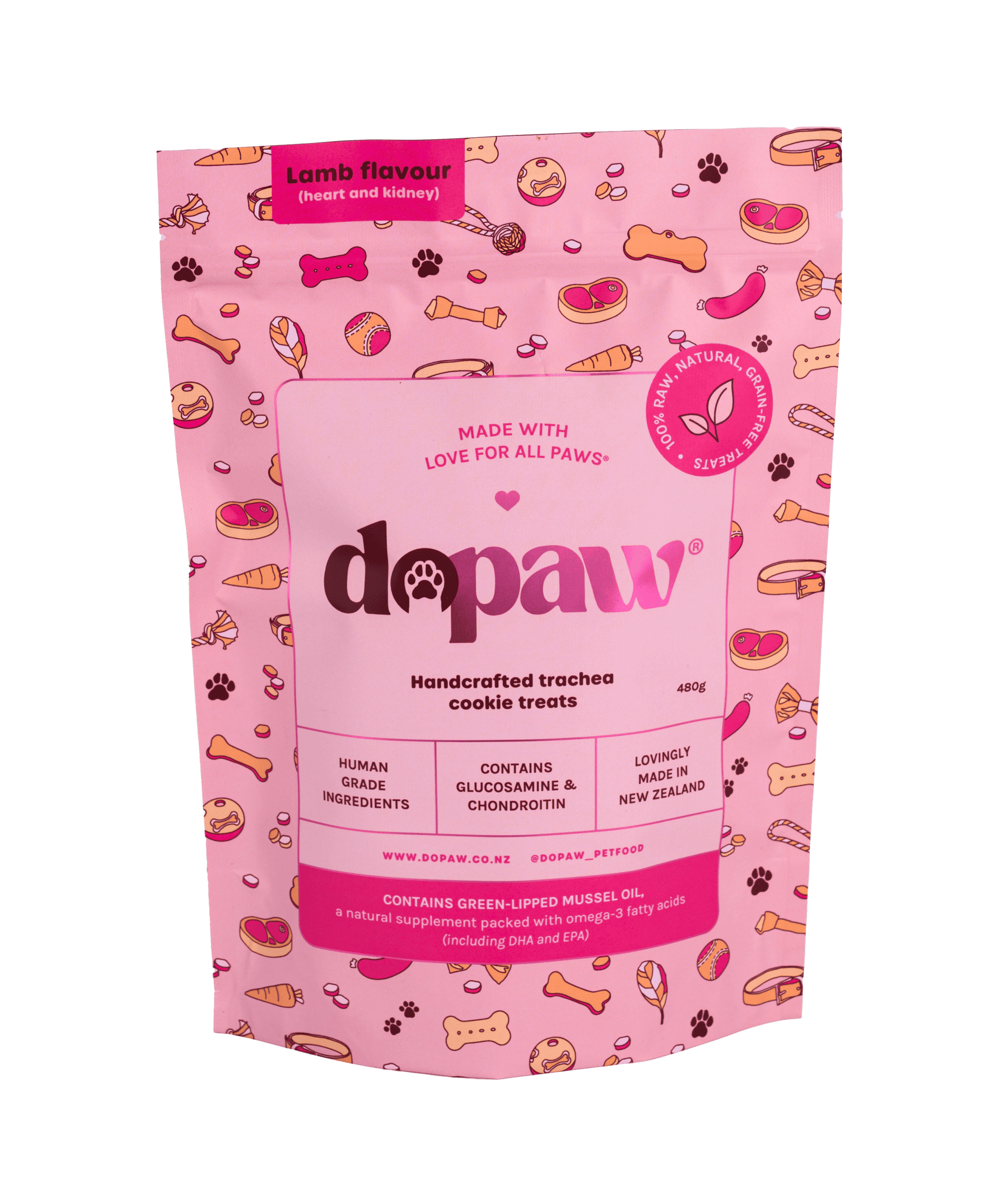 Raw dog treats trachea cookie treats lamb flavour Dopaw, NZ